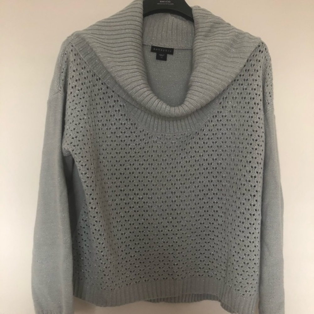 3for30 - Lg Metaphor Grey sparkle turtleneck Sweater